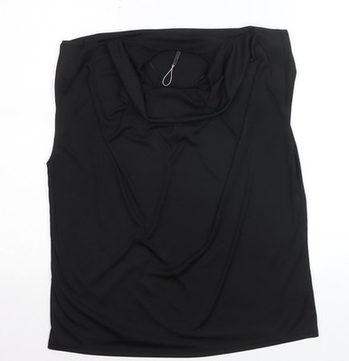 Gallery Damen Bluse schwarz Wasserfallausschnitt ärmellos Camisole Größe L