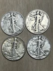 4 90% Silver  Walking Liberty Half Dollar Coins (1944,1942,1937,1946)