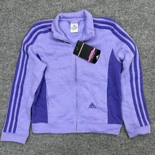Vtg Y2k Adidas Girl's Full-Zip Classic Jacket Size Medium Purple Varsity NWT
