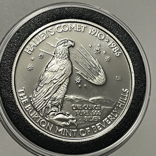 Halley’s Comet Statue Liberty Vintage Rare Coin 1 Troy Oz .999 Fine Silver Round