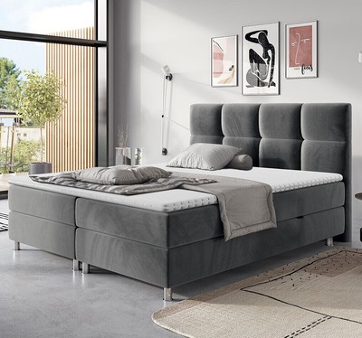 Boxspringbett Santio mit zwei Bettkästen Doppelbett mit Matratze und Topper M24
