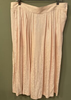 VTG YORK FAIR For Seiferts Pink 100% Silk Pleated Skirt W/Side Buttons Size 16