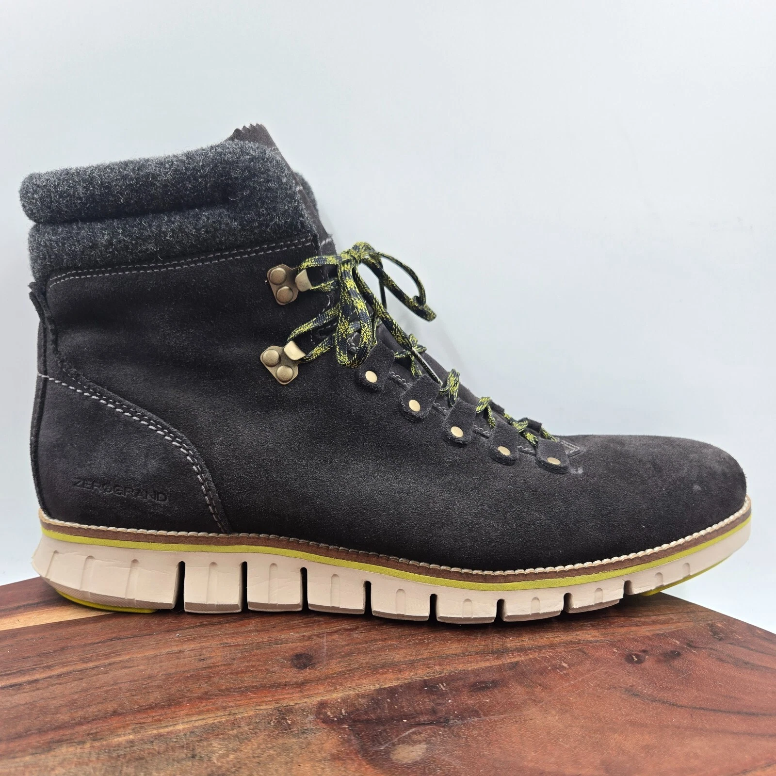 Cole Haan ZeroGrand Hiker Boots Men's 13M Black Gray Suede Waterproof Combat