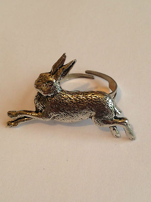 A2 Hase Kaninchen englisches Zinn Damen Ring, verstellbar Handarbeit in Sheffield