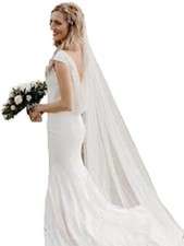 Bride Wedding Veil 118" Long Cathedral Length Bridal Tulle Hair Accessoies Top