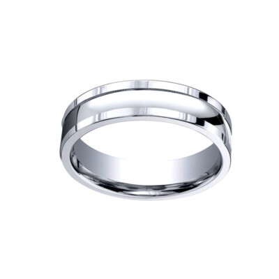 18k White Gold 6mm Comfort-Fit Polished Squared Edge Carve Men's Band Ring Sz-13