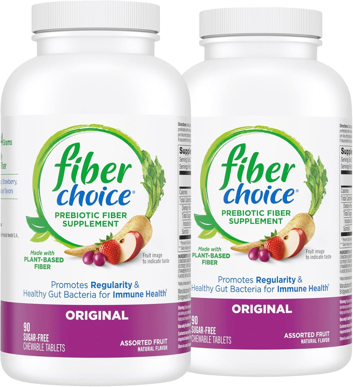 Fiber Choice Daily Prebiotic Fiber Chewable Tablets, Assorted Fruit, 90 Count (P