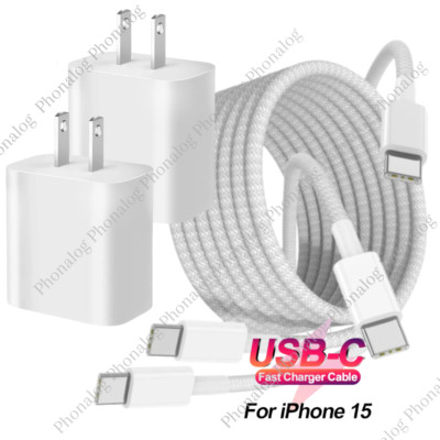 20W Type USB-C Super Fast Wall Charger Type C Cable For iPhone 15 Pro Max Plus