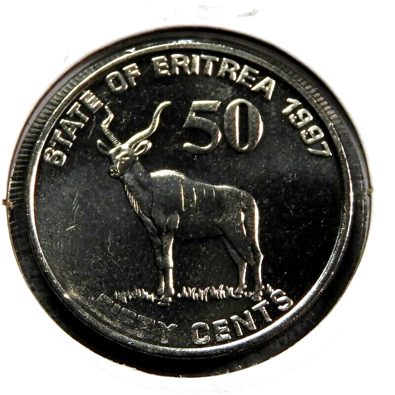elf Eritrea 50 Cents 1997  Greater Kudu