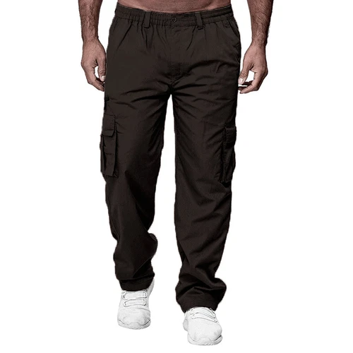 Mens Cargo Pants Lightweight Casual Summer Pants Pocket Elastic Waist Belt - Picture 13 of 19