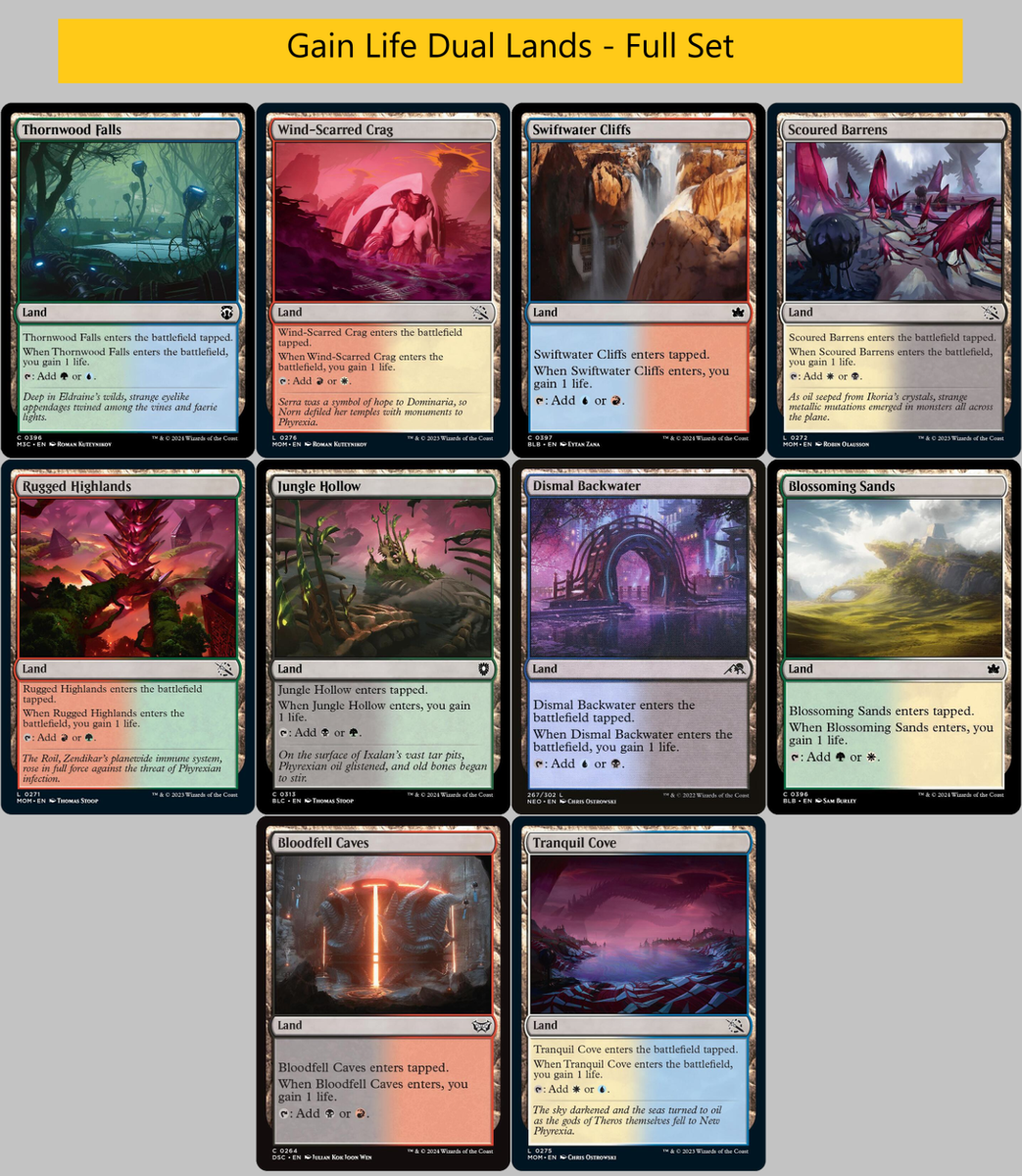 Full Set of LIFEGAIN Dual Lands - All 10x Gain Life Land - MTG EDH  Commander | eBay