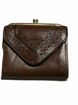 Princess Gardner Tri Partite French Purse Wallet Brown Genuine