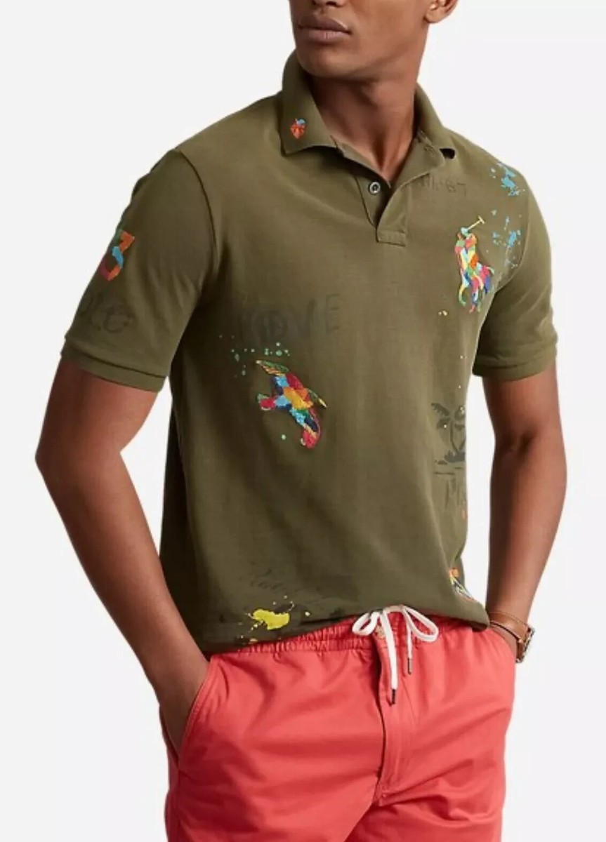 NWT Polo Ralph Lauren Green PEACE LOVE POLO Mesh Short NWT Polo Ralph Lauren Green PEACE LOVE POLO Mesh Short