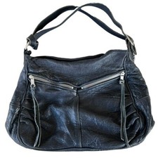 Tylie Malibu Exeter Textured Leather Large Shoulder Bag Purse Black Rock N Roll