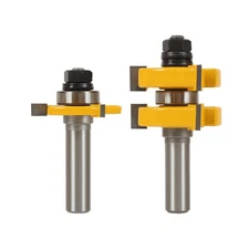 2pc 1/2" Shank Tongue & Groove Router Bit Set - Large Stock up to 1-1/4"