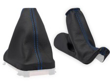 SCHALTMANSCHETTE HANDBREMSSACK FUR VOLVO XC70 FL 2005-2007 LEDER NAHT DUNKELBLAU