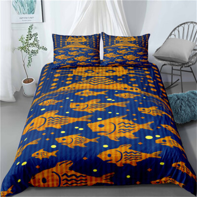 Twin/Full/Queen/King Bed Duvet/Quilt Cover Set Duvet Cover Linen Fish Round Dot