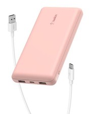 Belkin 20K Power Bank: USB-C  USB-A, 15W for iPhone, Galaxy, Rose Gold