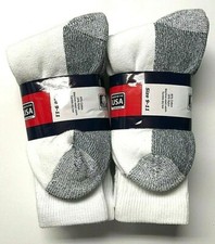 3 / 6 Pair Men White Heavy Duty Reinforced Crew Work / Hiking Sock SZ 9-11, USA.