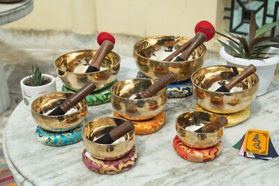 Chakra Healing Tibetan Singing Bowl Set of 7 Hand Hammered Himalayan ...