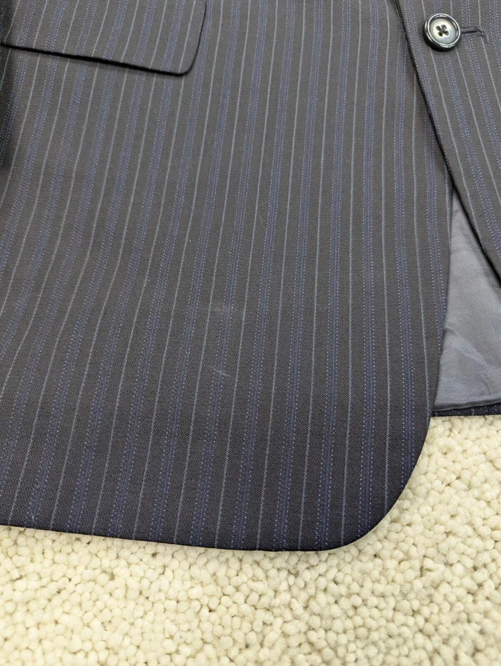 Traje Tallia Uomo Para Hombres 44L 36x31 Negro Rayas Lana 2 Piezas Chaqueta Pantalones EE. UU. Foto 4 de 4