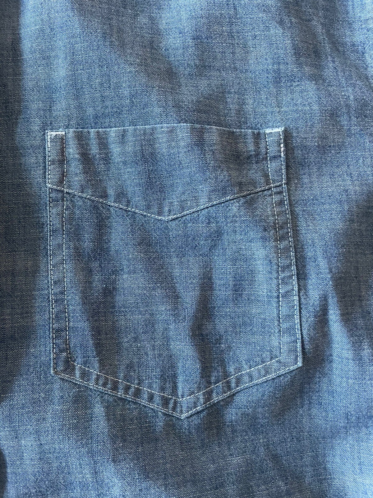 Vtg Chambray Work Shirt 100percent Cotton Blue LL Bean Deadstock Mens Sz Large image 3