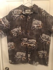 Island Shores Original Island Wear Hawaiian Shirt Floral Men's L Short Sleeve