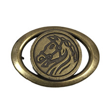 Vintage Brass Belt Buckle Horse Western Cowboy Lightweight - 2.75" x 2"
