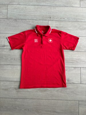 Uniqlo Roger Federer RF Tennis Olympic Switzerland Red Polo Shirt