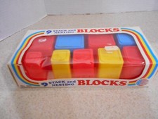 9 Stacking  Nesting Blocks Vintage American Plastic Toys inc In Package