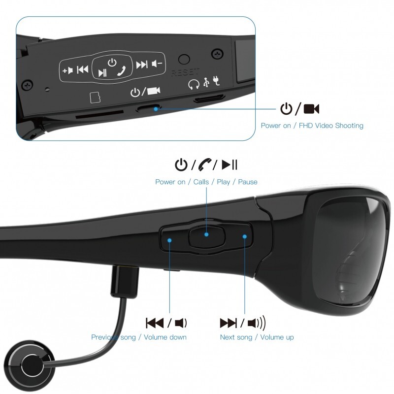 Xiaomi Outdoor Spy Video Camera UV Sunglasses FHD + Bluetooth Earbud