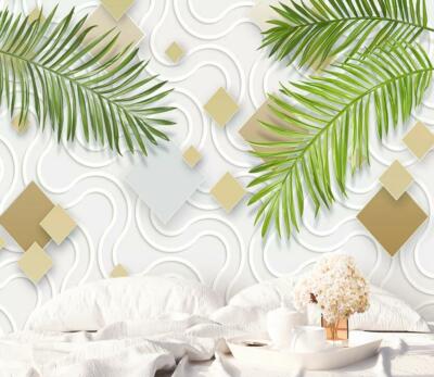 3D White Texture Leaves 37548NA Wallpaper Wall Murals Removable Wallpaper Fay