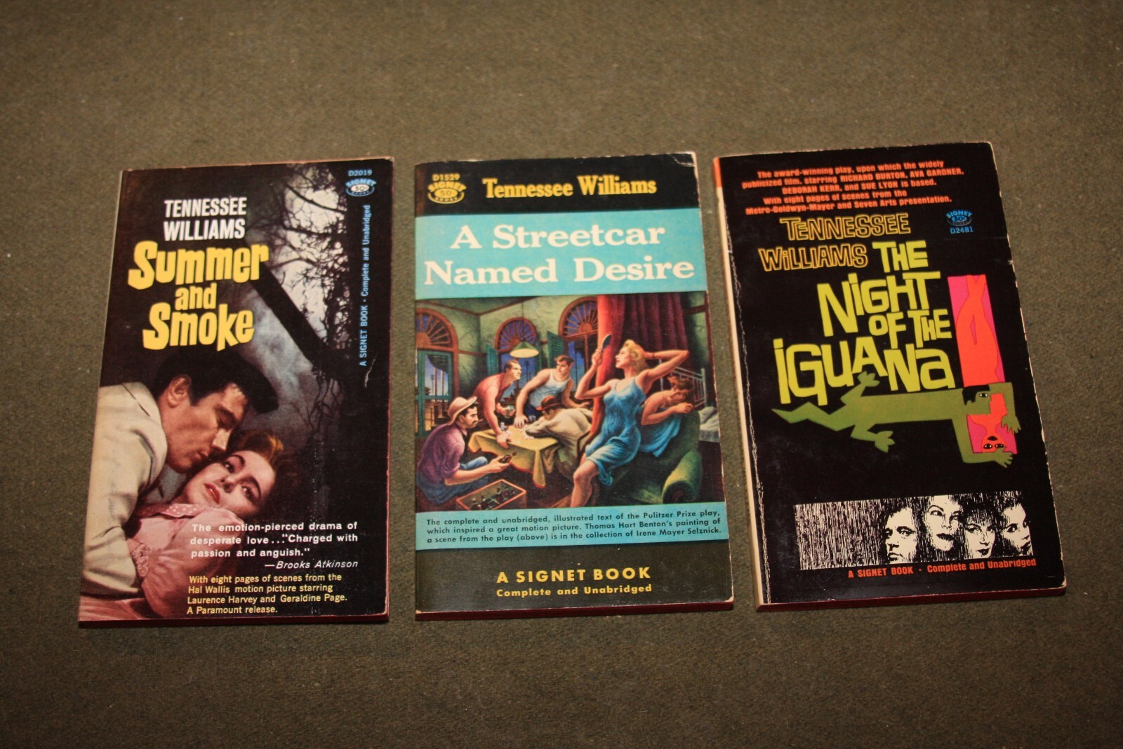 Lot of 3 Tennessee Williams PBs - Night Iguana, Streetcar Desire, Summer & Smoke
