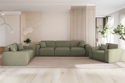 Sofaset Designersofa CELES PREMIUM 3-2-1 in Stoff Artico Grün