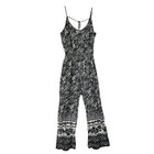 MIMI CHICA Jumpsuit Sleeveless Rayon Floral Black Purple Blue Cream Size Medium
