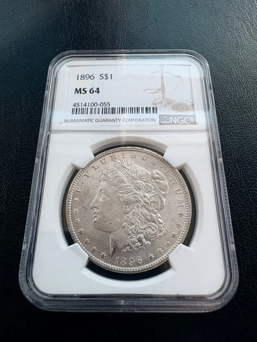 1896-P Silver Morgan Dollar $1 NGC MS 64, Beautiful Coin