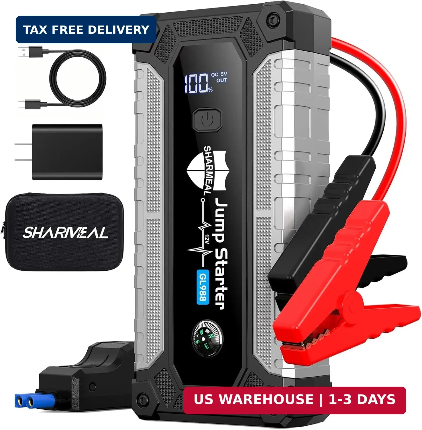 6000A Jump Starter, Portable Jump Starters 12V Car Battery Booster Jump Box Pack