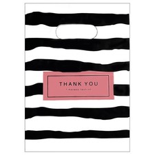 100 Count Black Thank You Merchandise Bags with Die Cut Handles Retail Bags