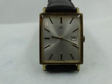 montre UTI Mecanique vintage  Gold Plate Men's Date Watch  Not Working