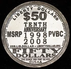 2008 NORFED 10th Anniversary $50 Liberty 1oz USA 999 FINE Silver round C6710