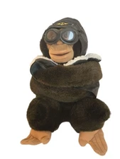 Hosung Monkey Hand Puppet Brown Aviator Jacket and Goggles Chimp Plush Puppet