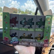 Minecraft Jelly Glitter Cubes Viral Squishy Toy Case LOT of 12 - Like Needoh