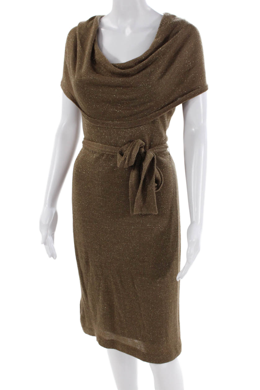 David Meister Womens Off The Shoulder Sweater Dress Brown Size 4