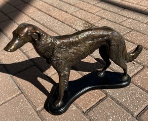 Heavy Bronze Borzoi Russian Wolfhound Dog Sculpture Statue Figurine Art