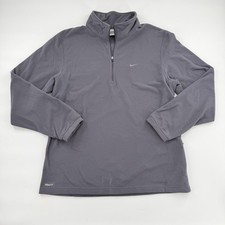 Nike Therma Pullover Mens Large Gray Fleece 1/4 Zip Long Sleeve Training