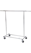 Chrome Single-Rail Collapsible Salesman Clothing Rack