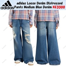 adidas Loose Denim Distressed Pants Medium Blue Denim KE3300