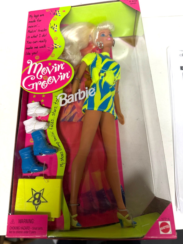 BARBIE DOLL MOVIN GROVIN #17714 YELLOW AND BLUE UNOPENED BOX