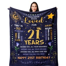 21st Birthday Gifts for Her, 21st Birthday Decorations Blanket 60x50, 21 Year...