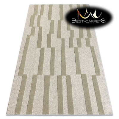 Moderner NATUR 100% WOLLE Teppich FLUX Geometrisch Grau Grün Struktur BESTE QUALITÄT